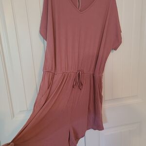 Pink V-Neck Pajama Style Romper